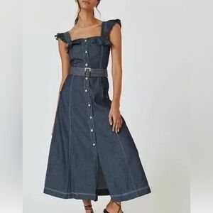 Astr Denim Blue Midi Dress